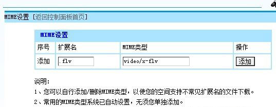 虚拟主机默认不支持.flv文件的解决方法