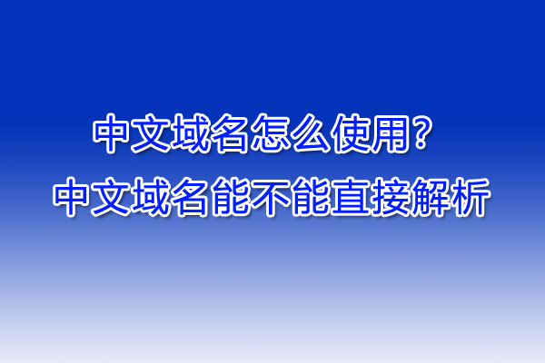 中文域名怎么使用？中文域名能不能直接解析？