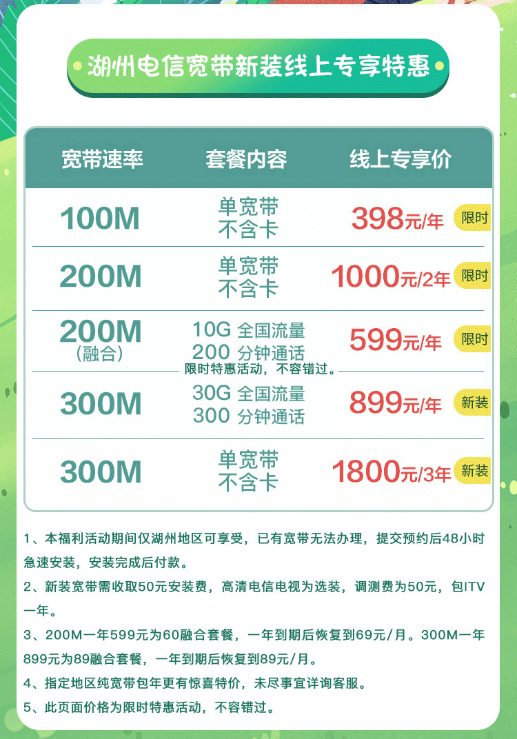 舟山电信宽带套餐价格表-电信宽带安装办理流程